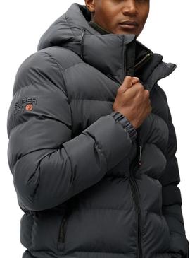 Jaqueta acolchoada Superdry Hooded Sports Puffer cinza para homem