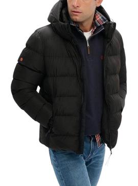 Casaco acolchoado Superdry Hooded Sports Puffer preto para homem.