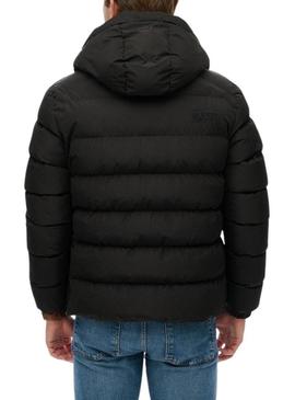 Casaco acolchoado Superdry Hooded Sports Puffer preto para homem.