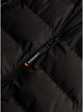 Casaco acolchoado Superdry Hooded Sports Puffer preto para homem.