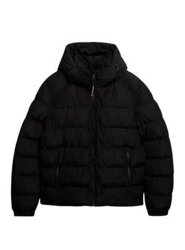 Casaco acolchoado Superdry Hooded Sports Puffer preto para homem.