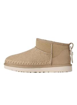 Botas UGG Classic Ultra Mini Biarritz bege para mulher.
