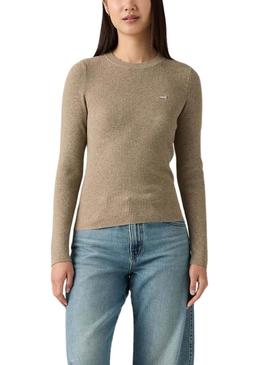 Camisa Levis Rib tostada para mulher.