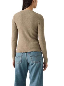 Camisa Levis Rib tostada para mulher.