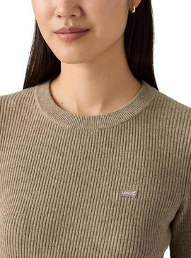Camisa Levis Rib tostada para mulher.