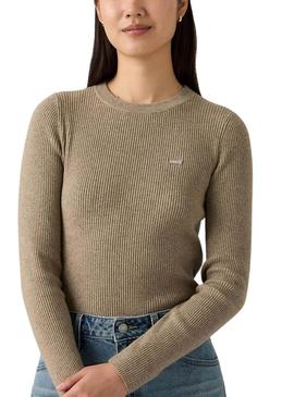 Camisa Levis Rib tostada para mulher.
