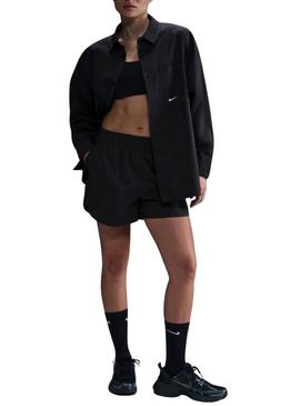 Camisa Nike Sportswear Chill Poplin preta para mulher