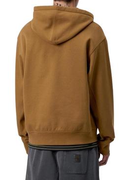 Moletom Carhartt com zíper marrom para homem.