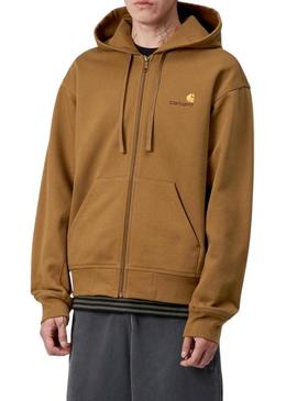 Moletom Carhartt com zíper marrom para homem.