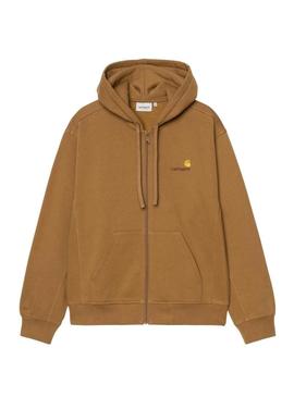 Moletom Carhartt com zíper marrom para homem.
