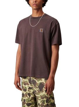 Camiseta Carhartt tingida de bordô para homens.