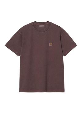 Camiseta Carhartt tingida de bordô para homens.