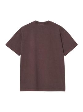 Camiseta Carhartt tingida de bordô para homens.