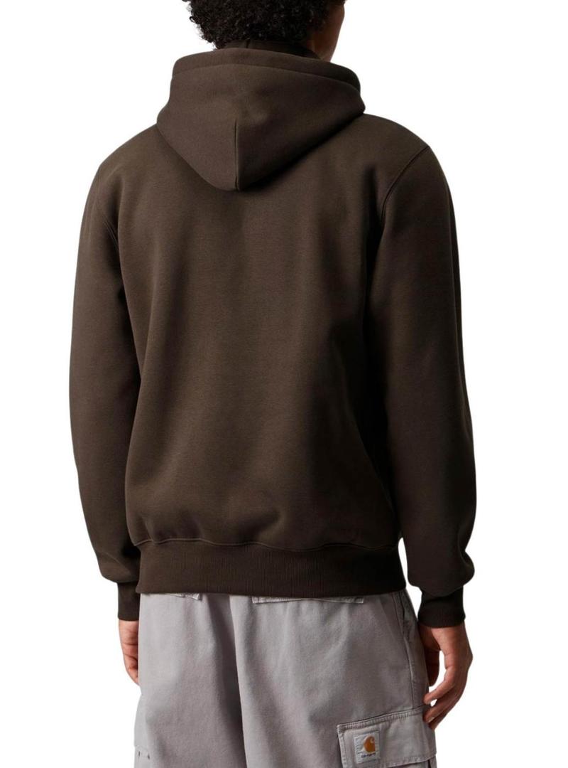 Moletom Carhartt com logotipo e capuz marrom para homem.