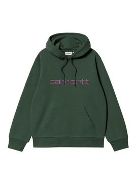 Moletom Carhartt com logotipo e capuz verde para homem