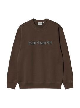 Moletom Carhartt com logo bordado marrom para homem.