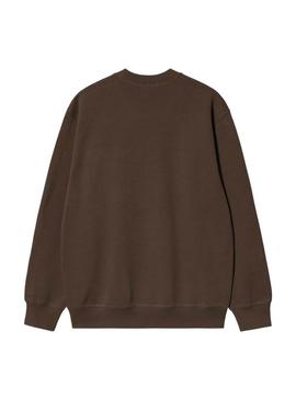 Moletom Carhartt com logo bordado marrom para homem.