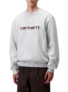 Moletom Carhartt marca bordada cinza para homem