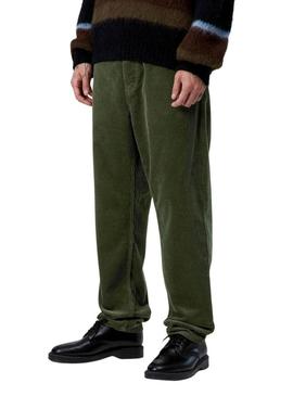 Calça Carhartt Newel de veludo cotelê verde para homem