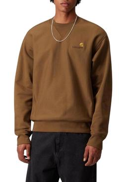 Moletom Carhartt American Script marrom para homem.