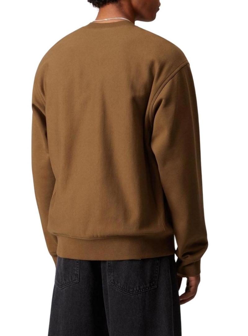 Moletom Carhartt American Script marrom para homem.