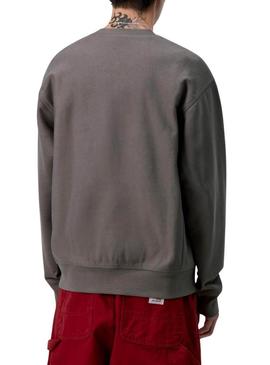 Moletom Carhartt American Script cinza para homem.