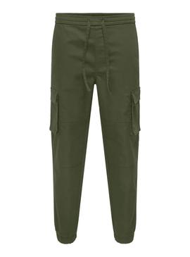 Calça Only and Sons Garda verde para homem.