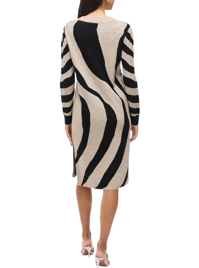 Vestido Vila Vitif em jacquard de malha de camelo para mulher.