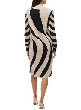 Vestido Vila Vitif em jacquard de malha de camelo para mulher.