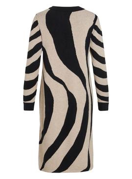 Vestido Vila Vitif em jacquard de malha de camelo para mulher.