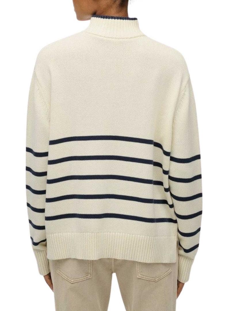 Camisola Superdry com fecho de correr em bege para mulher.