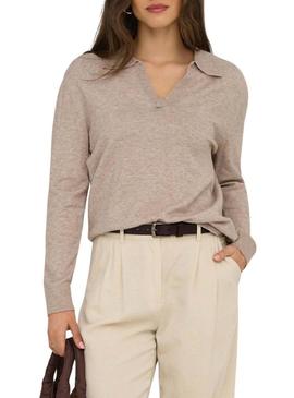 Camisa de polo bege Jersey Only Libi para mulher.