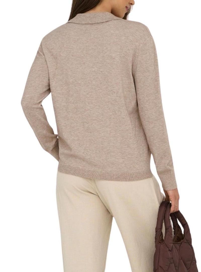 Camisa de polo bege Jersey Only Libi para mulher.