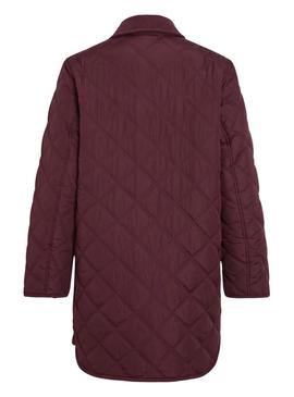 Casaco acolchoado Vila. Modelo Viquila bordô para mulher.