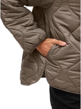 Jaqueta acolchoada cinza da Vila Vidune para mulher.