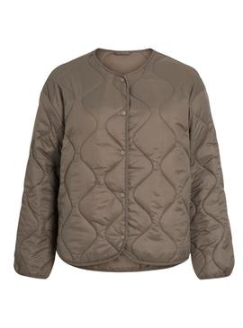 Jaqueta acolchoada cinza da Vila Vidune para mulher.
