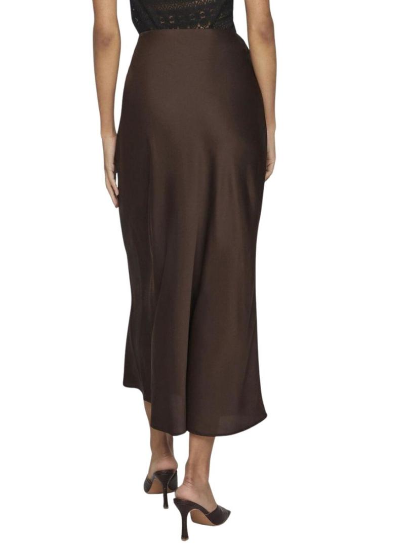 Saia de cetim marrom da Vila Viellette para mulher.