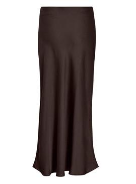 Saia de cetim marrom da Vila Viellette para mulher.