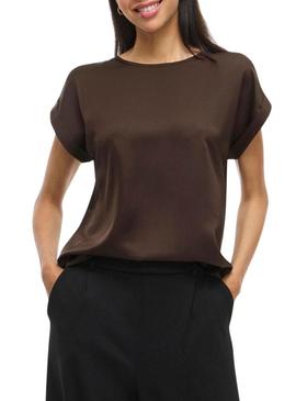 Top de cetim marrom da Vila Viellette para mulher.