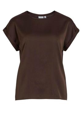 Top de cetim marrom da Vila Viellette para mulher.