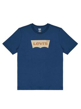 Camiseta Levis Batwing azul para crianças.