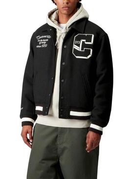 Jaqueta Carhartt World Class Varsity preta para homem.