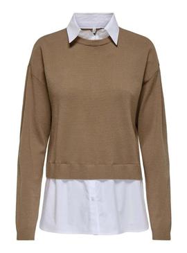 Camisola em Jersey Only Payson bege para mulher.