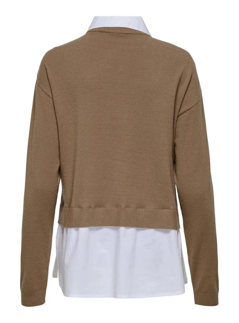 Camisola em Jersey Only Payson bege para mulher.