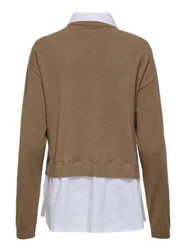 Camisola em Jersey Only Payson bege para mulher.