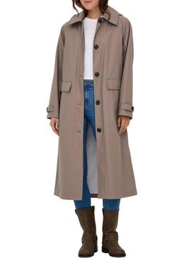 Trench Only Capa de chuva de musgo bege para mulheres.