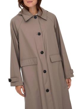 Trench Only Capa de chuva de musgo bege para mulheres.