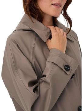 Trench Only Capa de chuva de musgo bege para mulheres.
