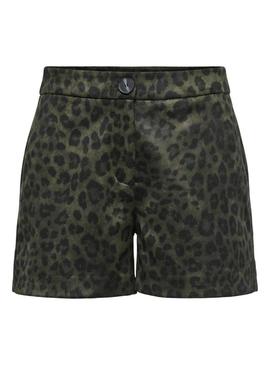 Shorts Only Moon estampado de animal verde para mulher.