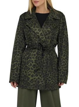 Blazer Only Moon verde animal print para mulher